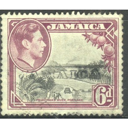 Jamaica 1938 - SG128a - 6d black/purple - Priestman's River, Portland - used