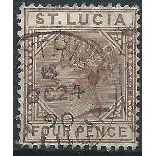 St Lucia 1885 SG34 4d Brown Fine Used..