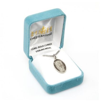 Jesus Christ Cheerleading Sterling Silver Medal Necklace