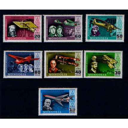 MONGOLIA 1978 AVIATION HISTORY SET 7 VALS UM MINT #3