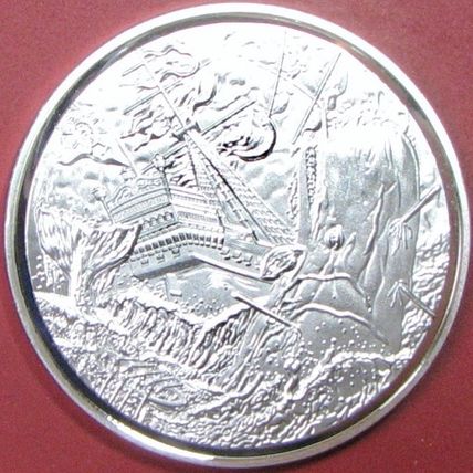 Pirate Skull. Casino Card Guard, Challenge Coin, Souvenir. Silver Tone. 30.
