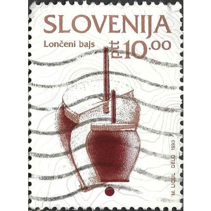 SLOVENIA, Earthenware double-bass, white 1993, 10tolar