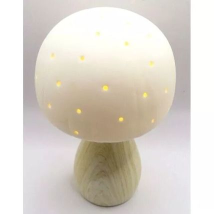 White Ceramic Mushroom Ornament LED 13.5 CM Light Home Gift Decor Christmas