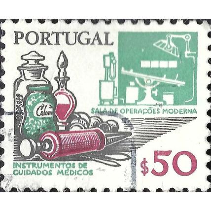 PORTUGAL, Old and modern, medical instruments, slate green 1979, 0.50Esc, #3