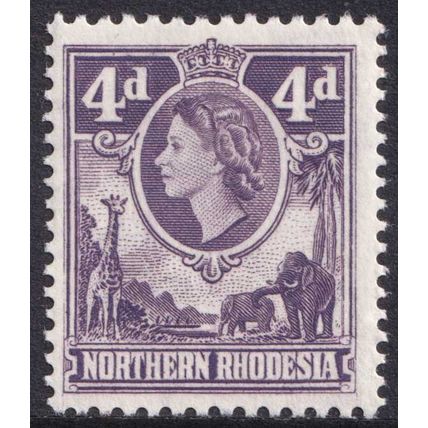 Northern Rhodesia QEII 1953 4d Slate-Lilac Animals SG66 Mint MH