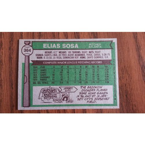 1976 Topps Card # 364 Elias Sosa Very Good-Excellent (4) Atlanta Braves