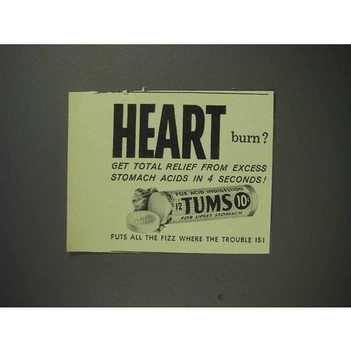 1958 Tums Ad - Heart Burn?