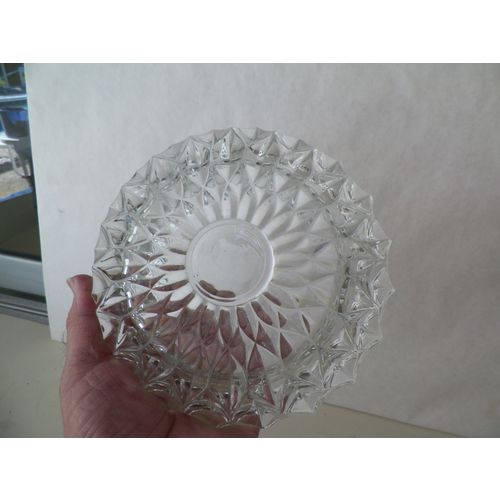 VNTG HEAVY CLEAR GLASS STARBURST CIGAR ASH TRAY