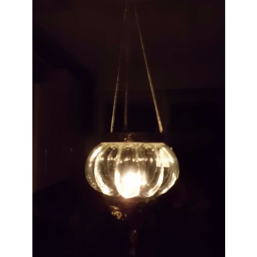 Hänge-Windlicht, ?16cm Teelicht-,Kerzenhalter, Glas-Laterne Bauernsilber,Lampion