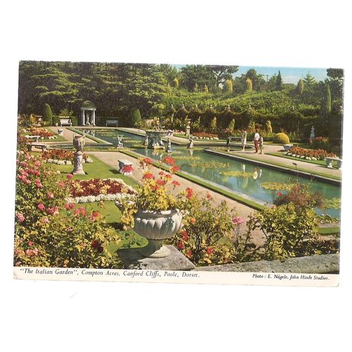 ITALIAN GARDEN, COMPTON ACRES, Poole, Dorset. . used vintage postcard 1970 pm =