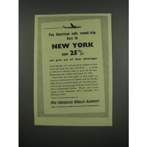 1949 Pan American World Airways Ad - Pan American cuts round-trip fare