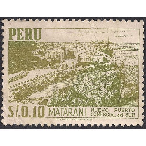 PERU, Matarani sea port, green 1952, 10 Cvos