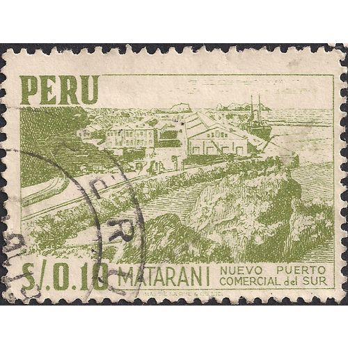 PERU, Matarani sea port, green 1952, 10 Cvos, #3