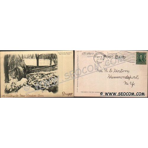 CT New London Postcard Old Town Mill Built 1650 Undivided Back ct_box4~1947