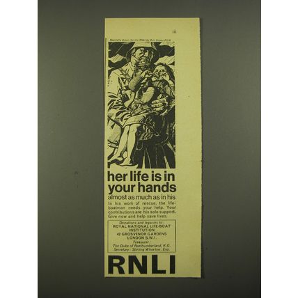 1967 RNLI Royal National Life-Boat Institution Ad - Her life is in your hands