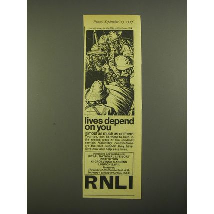 1967 RNLI Royal National Life-Boat Institution Ad - Lives depend on you