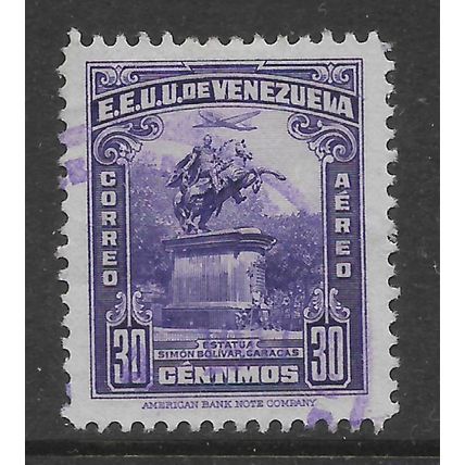 VENEZUELA 1940 STATUE OF BOLIVAR AT CARCACAS 30c VIOLET SG 632 FINE USED#