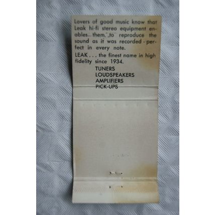 Matchbook Cover H.J. Leak & Co Ltd, 57 Brunel Rd, London W.3