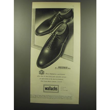 1949 Wallachs Dress Oxford Freeman Shoes Ad - It's a Freeman Shoe