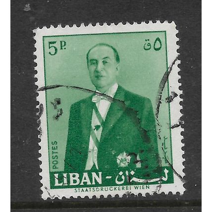 LEBANON 1960 5p GREEN PRESIDENT CHEHAB SG 656 FINE USED