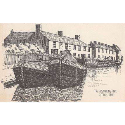 The Greyhound Inn Sutton Ship Pub 1970s Painting Postcard