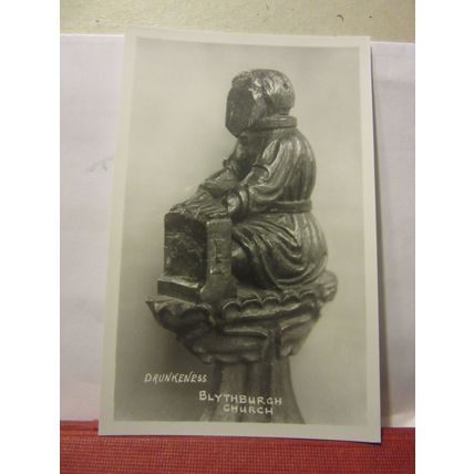 DRUNKENESS, HOLY TRINITY CHURCH, BLYTHBURGH, SUFFOLK. unused postcard RP =