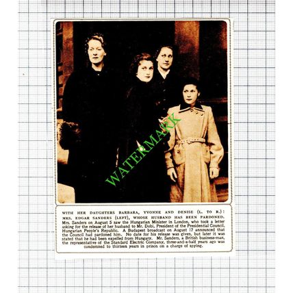 Mrs Edgar Sanders Standard Electric Company Yvonne Denise Barbara - 1953 Cutting