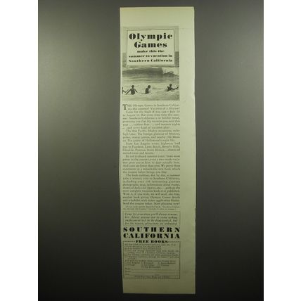 1932 Southern California Ad - Olympic games make this the summer to vacation