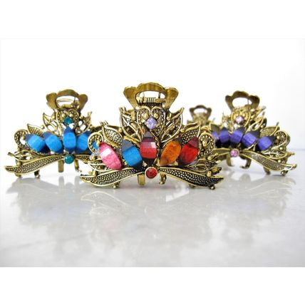 Medium jeweled antique bronze hair claw clip