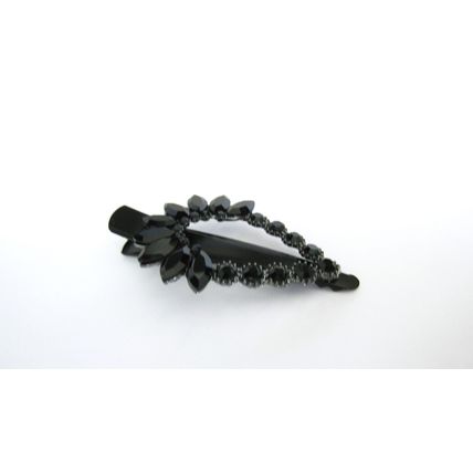 Medium black metal black crystal hair pin alligator clip