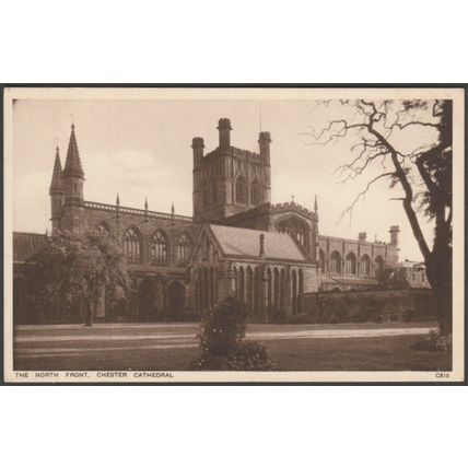 North Front, Chester Cathedral, Cheshire, c.1930 - Phillipson & Golder Postcard