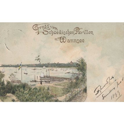 Gruss aus Wannsee Schwedischer Pavillion 1899 German Postcard