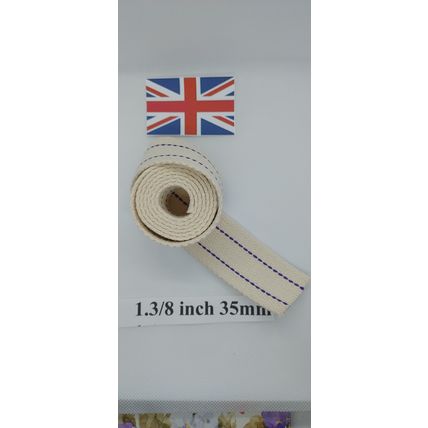 Oil lamp wick flat British made 36 inches long 1 3/8 inch or 35 mm wide