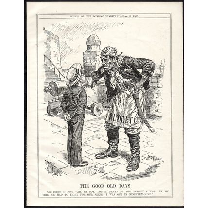 GOOD OLD DAYS 1910 John Bernard Partridge pirate budget PUNCH CARTOON PAGE