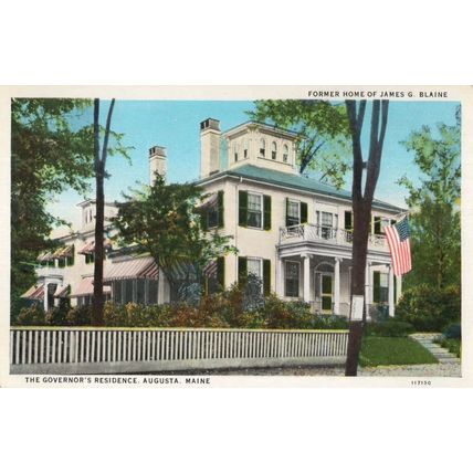 Former House Of James G Blaine Augusta USA Old Postcard