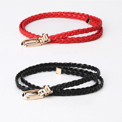 Women's Woven Belt Slim High-End Sense Dress Suit Thin Pin Buckle Belt