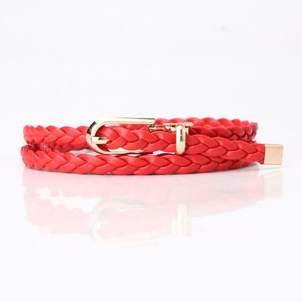 Women's Woven Belt Slim High-End Sense Dress Suit Thin Pin Buckle Belt