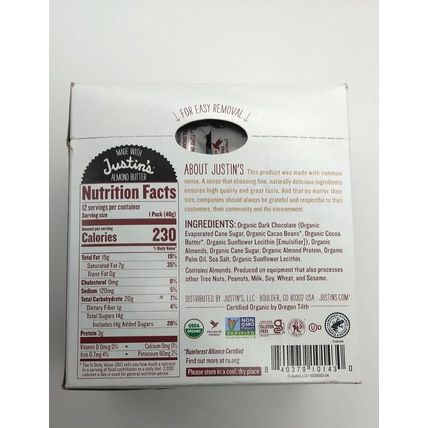 (12) - 2 Cup Packages Justin's Organic Almond Butter Cups, Dark Chocolate
