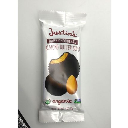 (12) - 2 Cup Packages Justin's Organic Almond Butter Cups, Dark Chocolate
