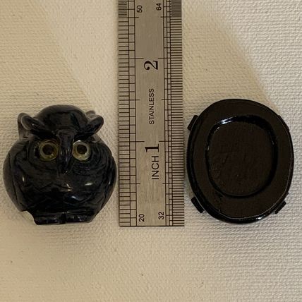 Blue Sodalite Owl Figurine Vintage Fine Chinese Carved Bird W Stand 1.4" READ**