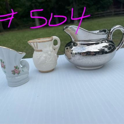 Miniature Pitcher Set Porcelain Multi-Color Unbranded Pcs & 1 Royal Worcester Pc