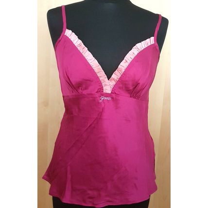 GUESS 100% Silk Top Cami Funshia Hot Pink Size Medium 10 - 12 UK