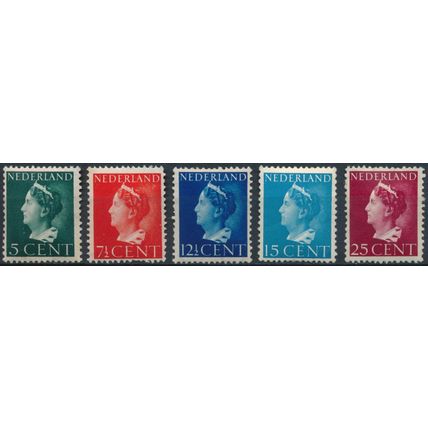 Queen Wilhelmina: 5 Values - Netherlands 1940 - NM H - MiNr 341/2, 344/5 & 348