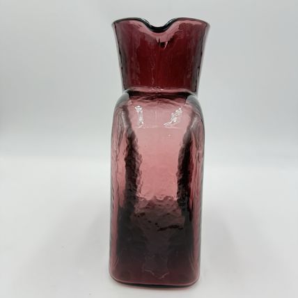 Vintage Blenko Art Glass 2003 Amethyst Double Spout Water Jug Carafe Pitcher