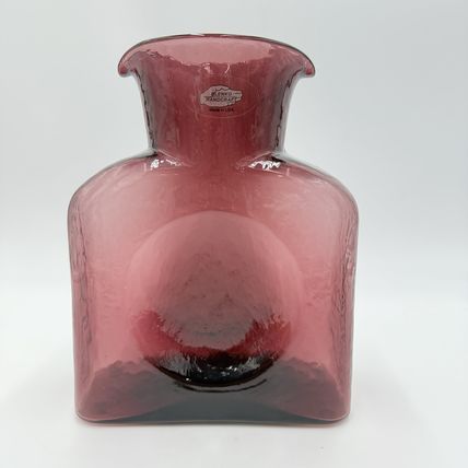 Vintage Blenko Art Glass 2003 Amethyst Double Spout Water Jug Carafe Pitcher