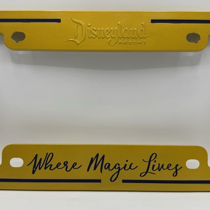 Disneyland Resort “Where Magic Lives” Gold Metal License Plate Frame Cover
