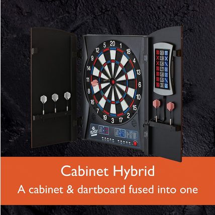 Fat Cat Mercury Electronic Dartboard, Built in Cabinet Doors with Integrated Sco