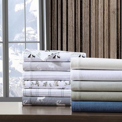 Eddie Bauer - Queen Sheet Set, Warm Breathable Cotton Flannel Bedding with Deep