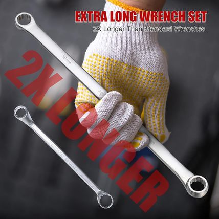 6-Piece Extra Long Double Box End Wrench Set Chrome Vanadium Steel Aviation Wren
