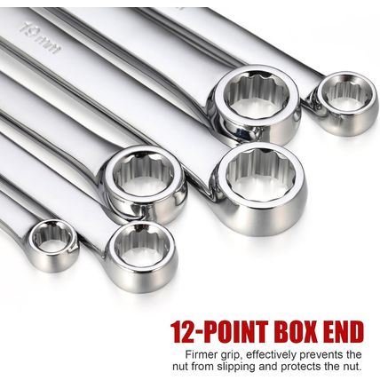 6-Piece Extra Long Double Box End Wrench Set Chrome Vanadium Steel Aviation Wren